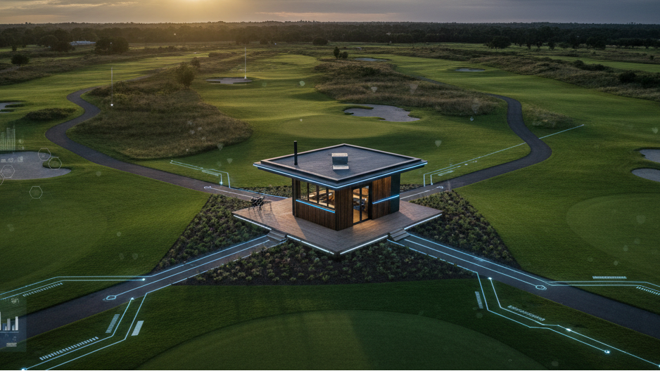Golf starter's hut with multiple course routes