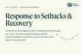 Response to Setbacks and Recovery assessment card with a summary of personalised insight, recommendations and drills