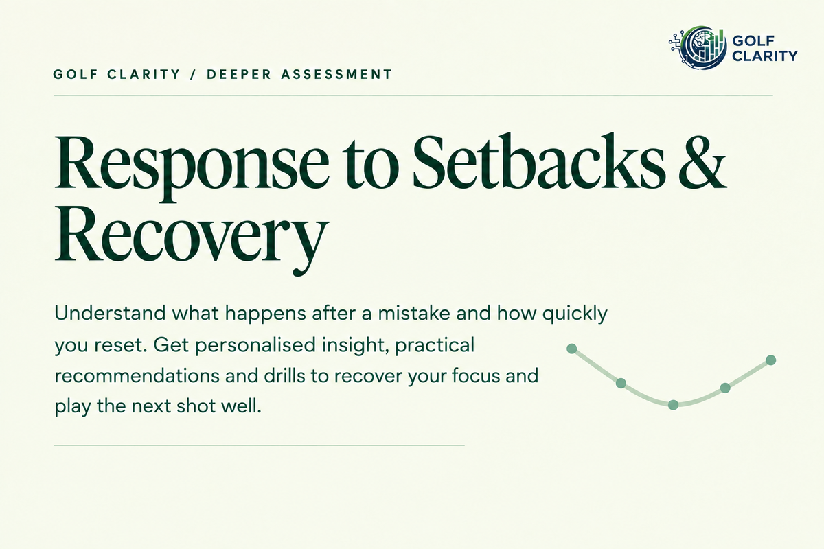 Response to Setbacks and Recovery assessment card with a summary of personalised insight, recommendations and drills