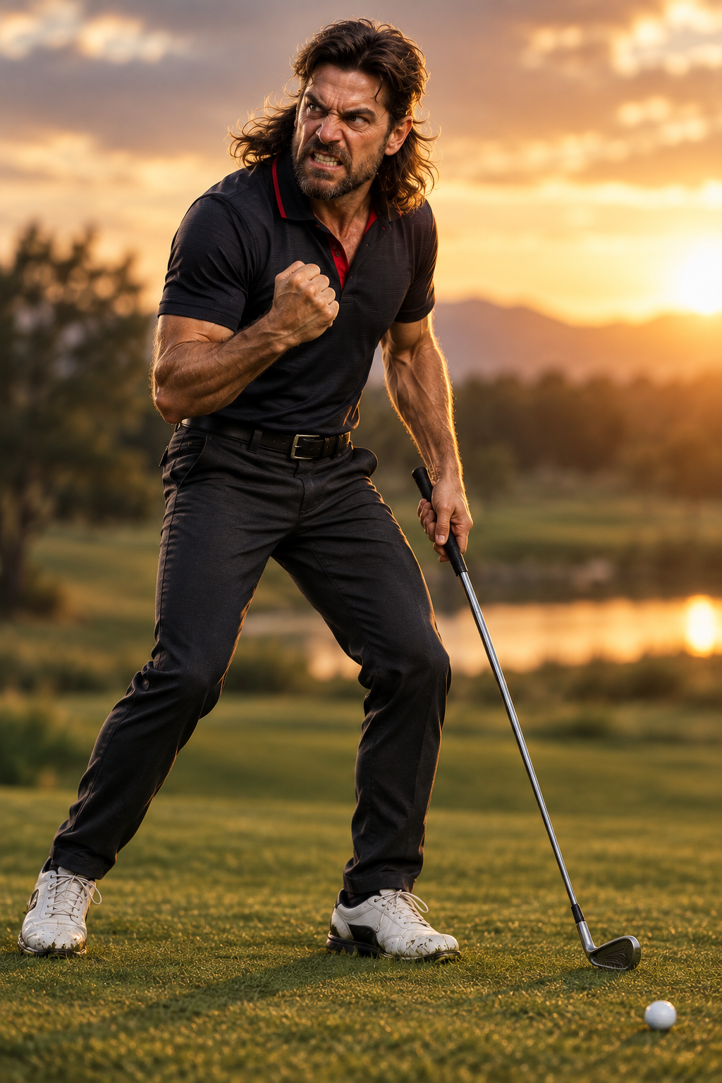 Golfer reacting angrily after a shot, representing the challenge of recovering from setbacks