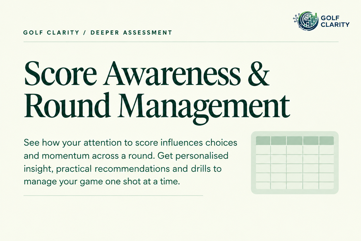 Score Awareness and Round Management card with a summary of personalised insight, recommendations and drills